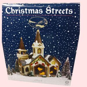 Christmas Streets Vtg Church Light-Up Holiday Village Decoration Ceramic 10x7x5